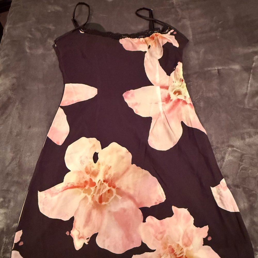 White Fox Boutique Black and Pink Floral Mini Dress